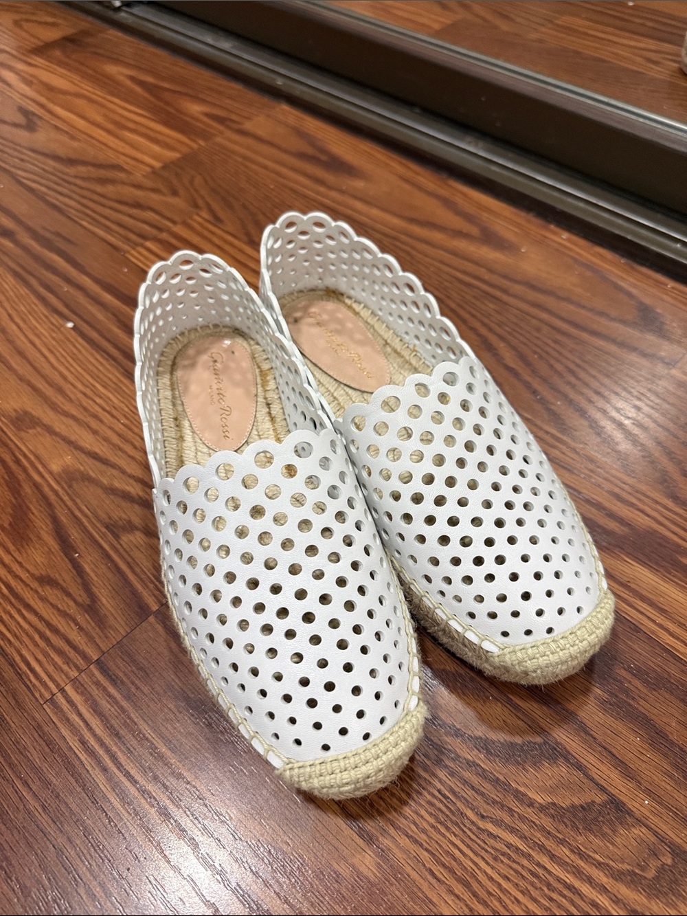Gianvito Rossi White Perforated Scalloped Espadrilles